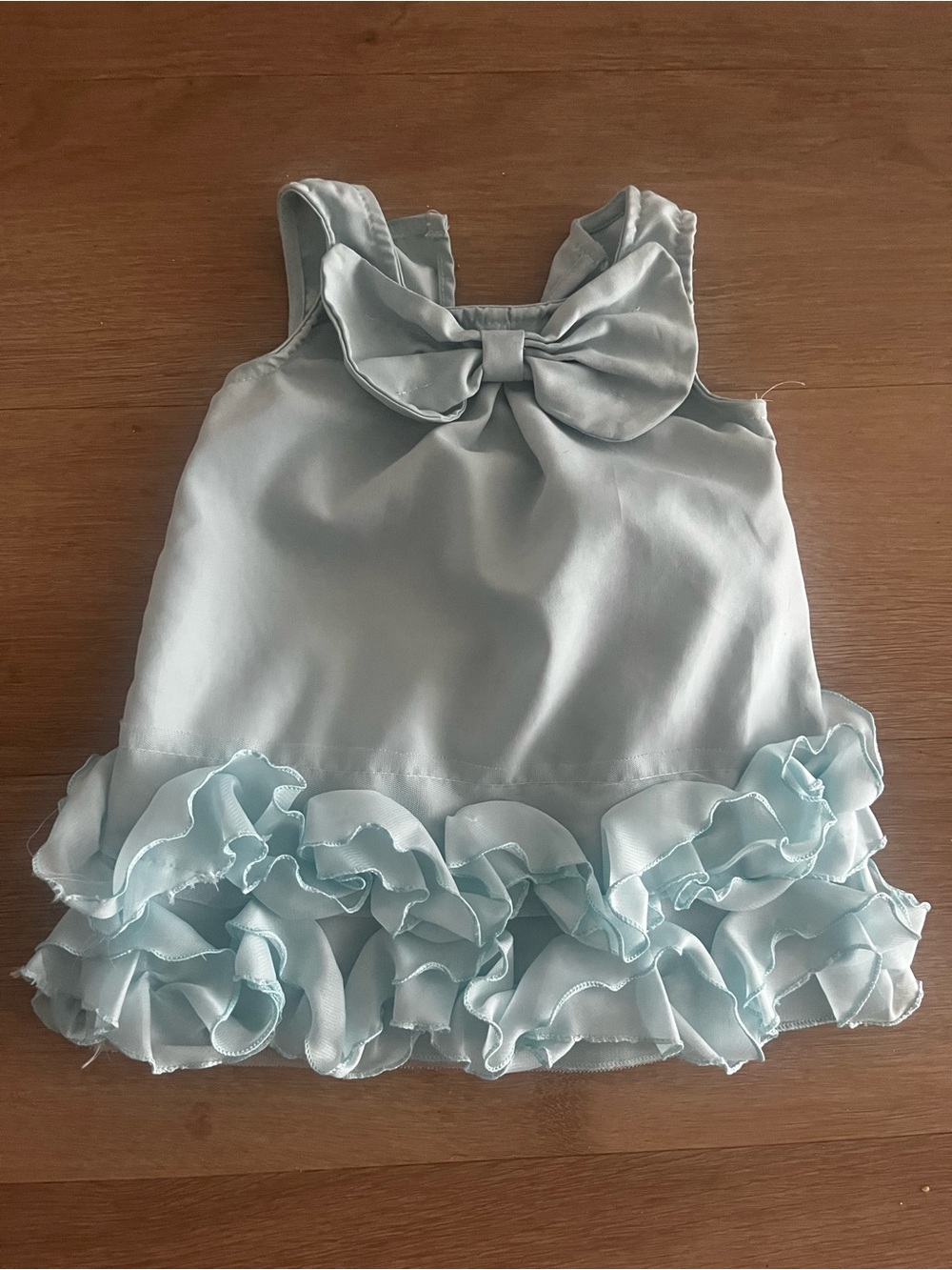 Light Blue Ruffle Bow Baby Dress